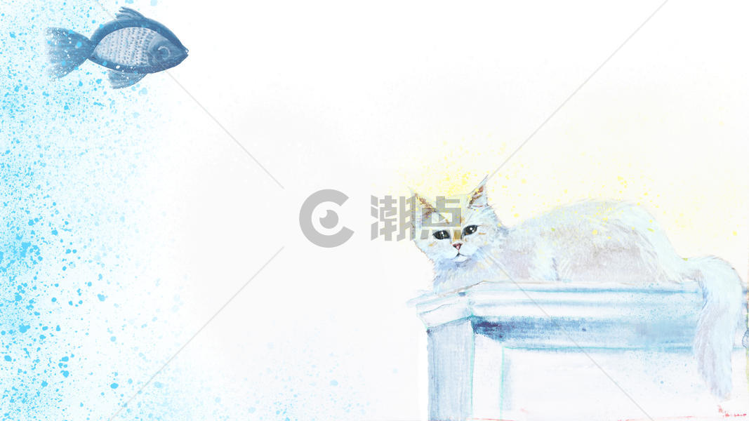 手绘水彩宠物猫咪背景图片素材免费下载