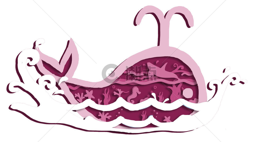 海洋生物动物立体剪纸图片素材免费下载
