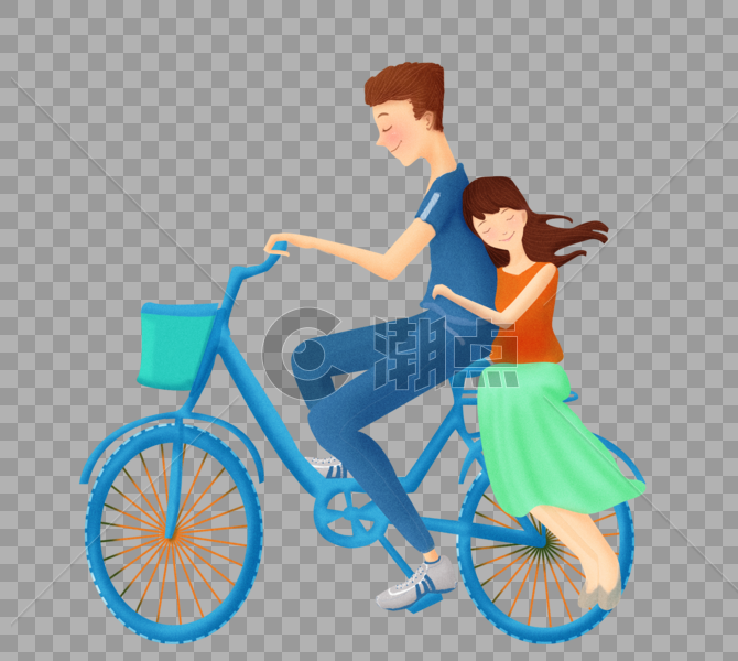 男生骑单车带女生图片素材免费下载
