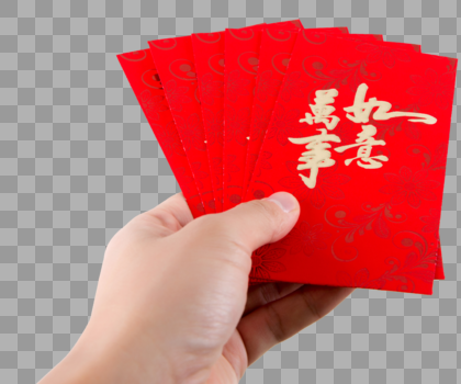 春节手拿红包免抠图元素图片素材免费下载