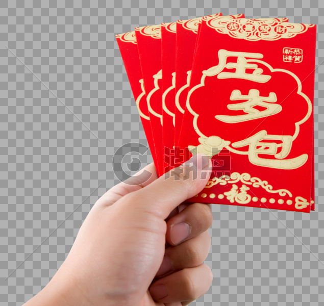 春节手拿压岁红包免抠图元素图片素材免费下载
