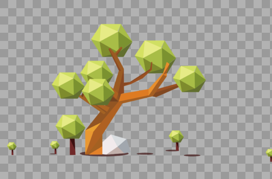 折纸风格的树图片素材免费下载