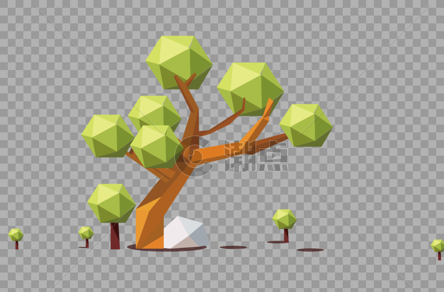 折纸风格的树图片素材免费下载