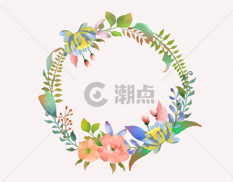 清新花环花卉插画图片素材免费下载
