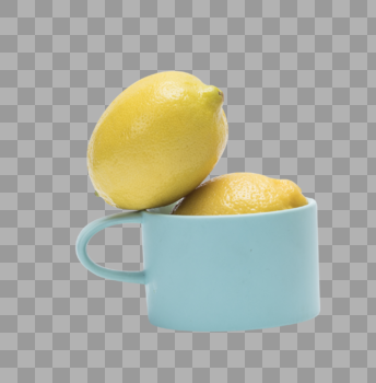 茶缸里的柠檬果免抠图元素图片素材免费下载