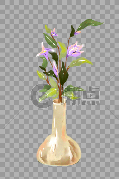 花瓶里的紫色花图片素材免费下载