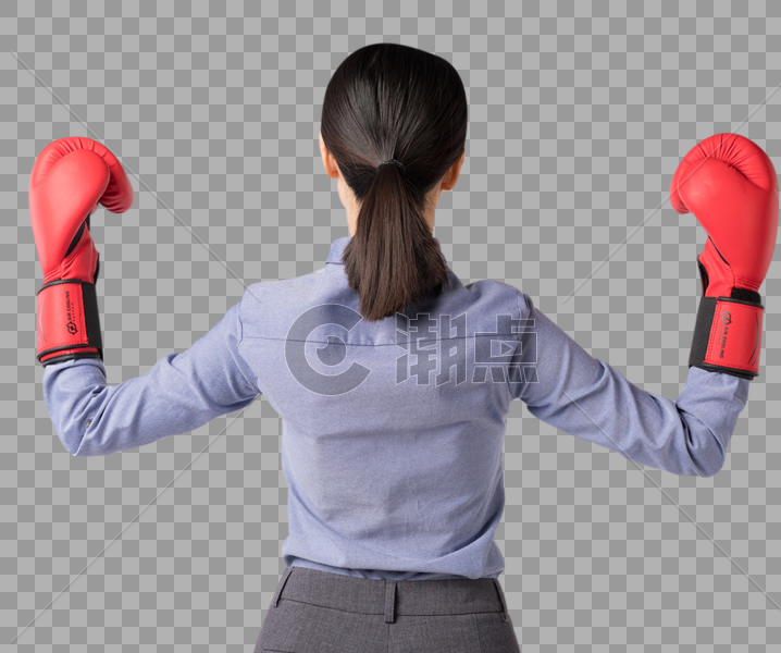 带着拳击手套的职场女强人背影图片素材免费下载