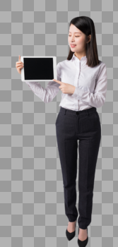 职场女性手拿平板电脑展示图片素材免费下载