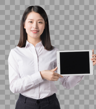 职场女性手拿平板电脑展图片素材免费下载