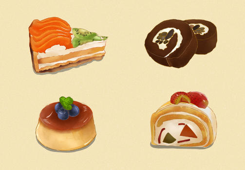 可口小蛋糕甜品插画图片素材免费下载