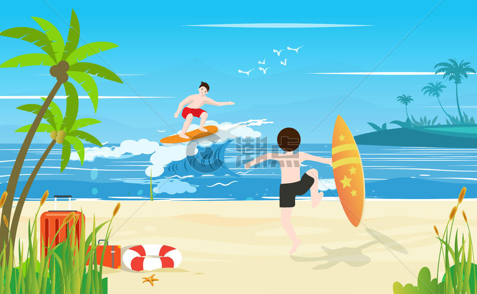 夏日度假冲浪图片素材免费下载