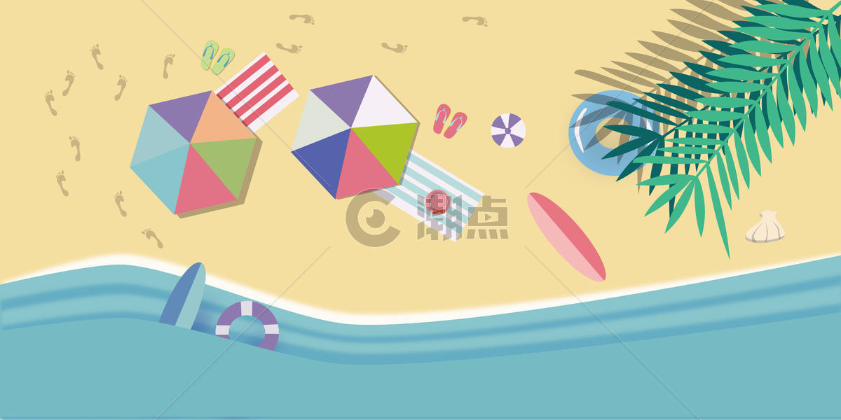 海滩休闲场景插画图片素材免费下载
