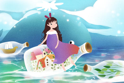 梦幻唯美旅行插画图片素材免费下载