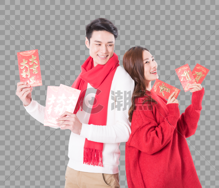 喜庆的新年情侣人像图片图片素材免费下载