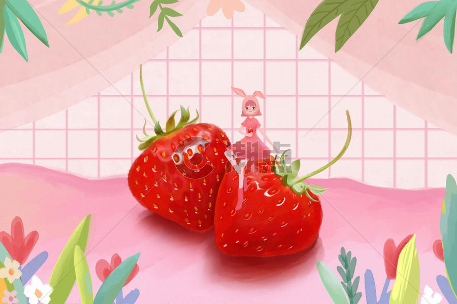 草莓女孩图片素材免费下载
