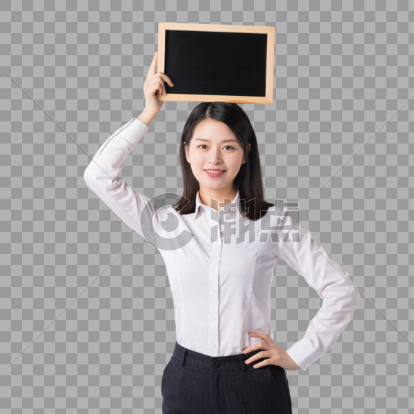 职场女性拿着小黑板展示动图片素材免费下载