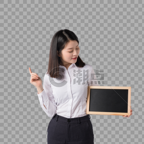 职场女性拿着小黑板展示动图片素材免费下载