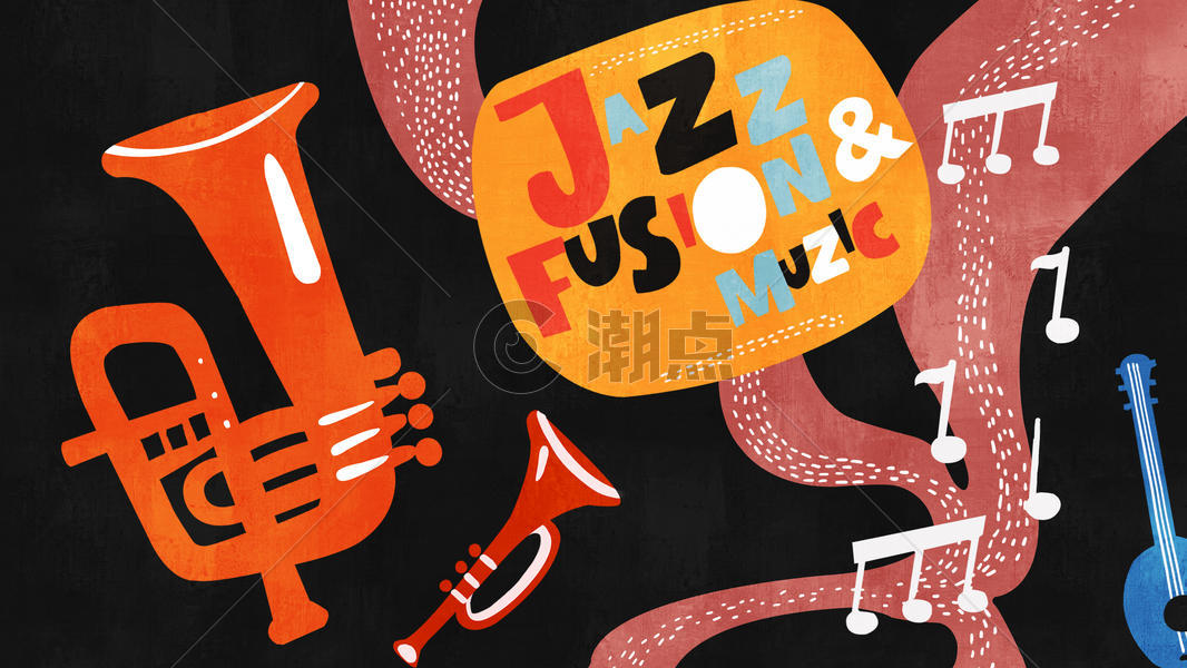 扁平风趣味音乐爵士乐休闲娱乐插画图片素材免费下载