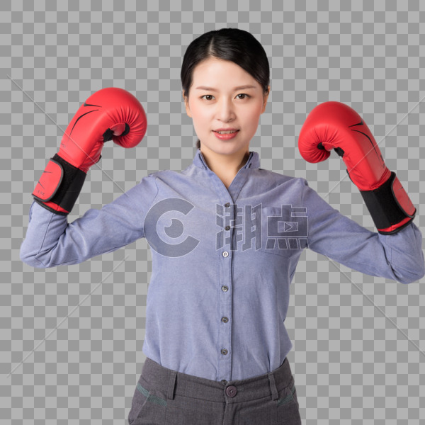 带着拳击手套的职场女强人图片图片素材免费下载