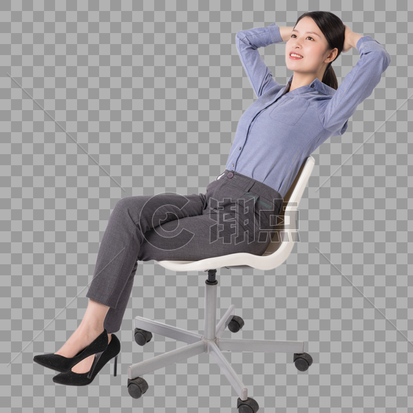 坐在椅子上伸懒腰放松的职场女性图片图片素材免费下载