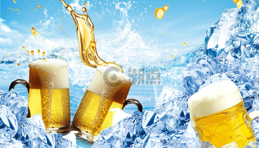 夏季冰爽啤酒背景图片素材免费下载