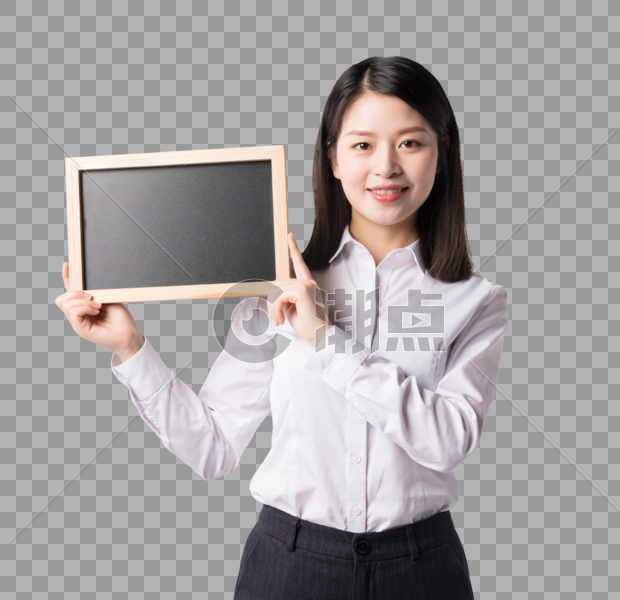 职场女性拿着小黑板展示动作图片图片素材免费下载