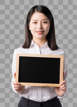 职场女性拿着小黑板展示动作图片图片素材免费下载
