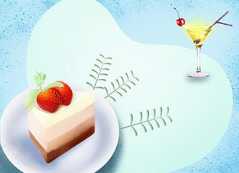 夏日特饮草莓蛋糕图片素材免费下载