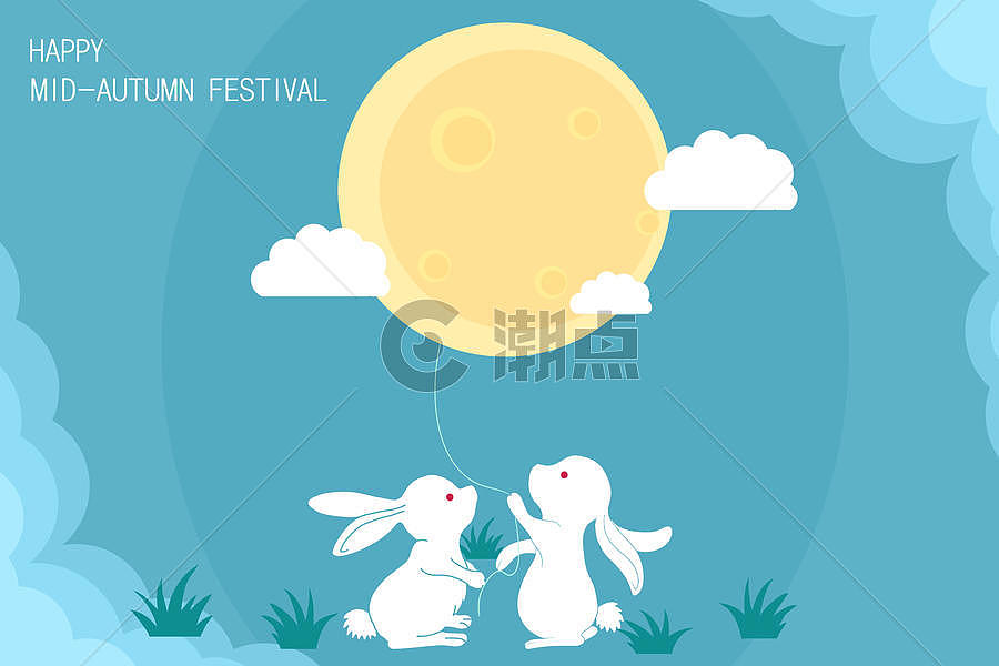 中秋节放月亮的兔子图片素材免费下载