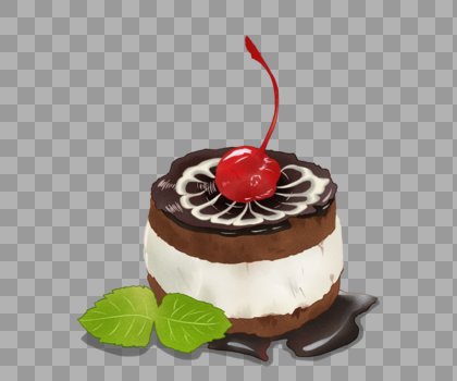 巧克力樱桃蛋糕元素图片素材免费下载