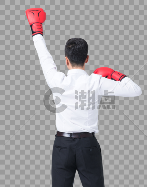 商务男士戴拳击手套背影图片图片素材免费下载