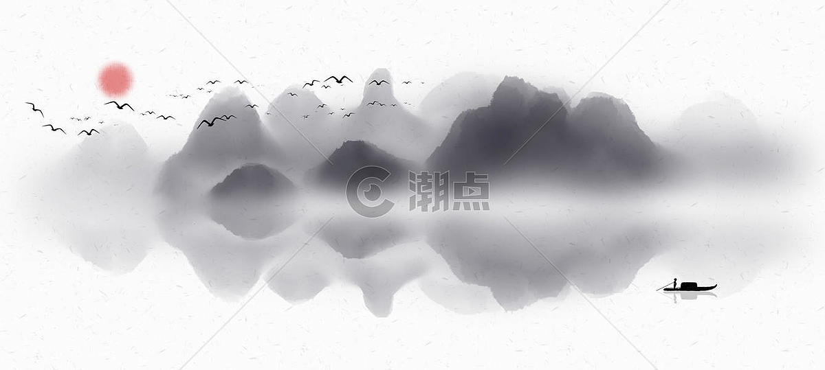 山水中国风水墨画背景图片素材免费下载