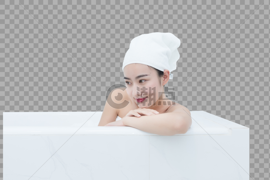 浴缸泡澡放松的年轻女性图片素材免费下载