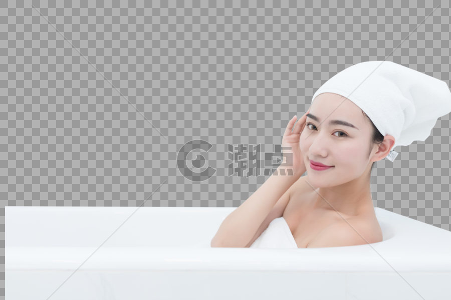 浴缸泡澡放松的年轻女性图片素材免费下载