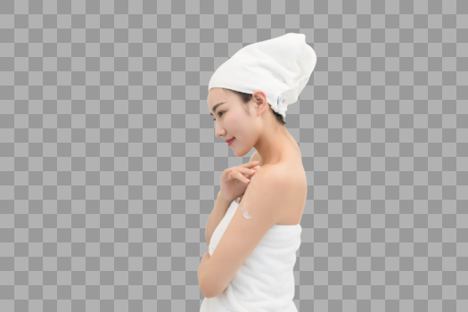 洗完澡在护肤的年轻美女图片素材免费下载
