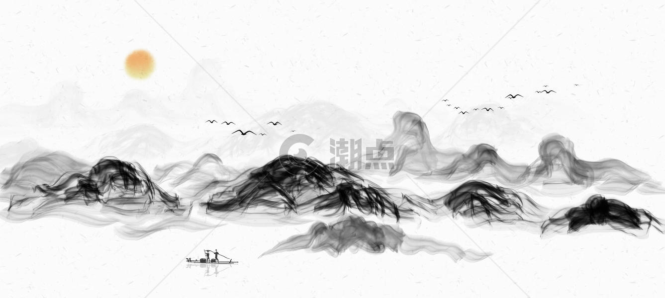 山水中国风水墨画背景图片素材免费下载