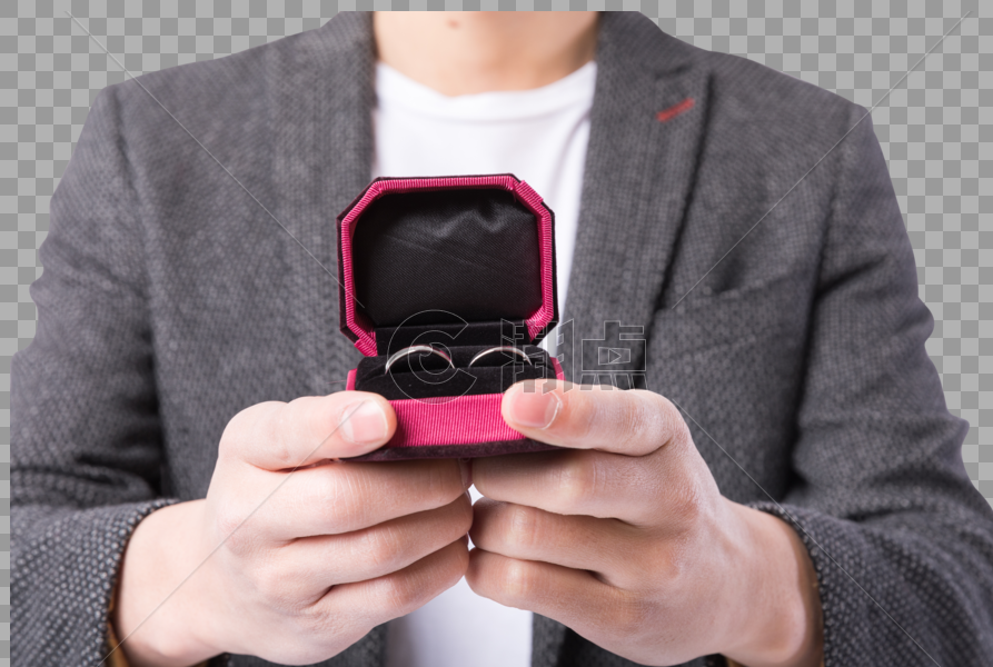 手拿对戒戒指求婚的年轻男性图片素材免费下载