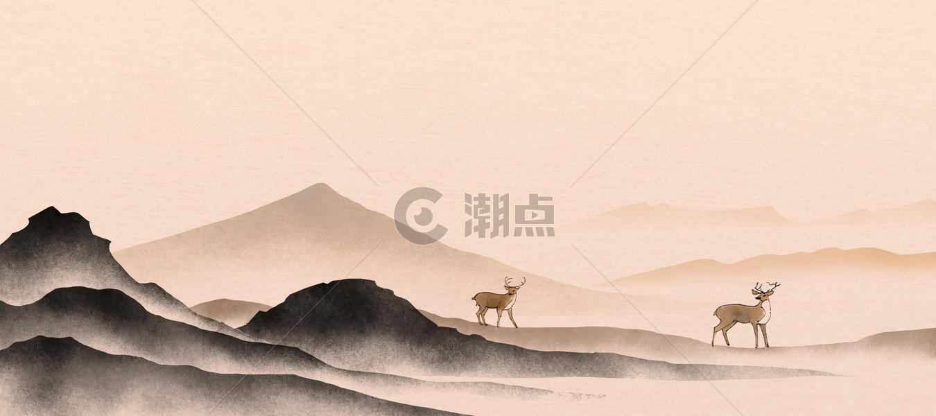 中国风水墨平原背景图片素材免费下载