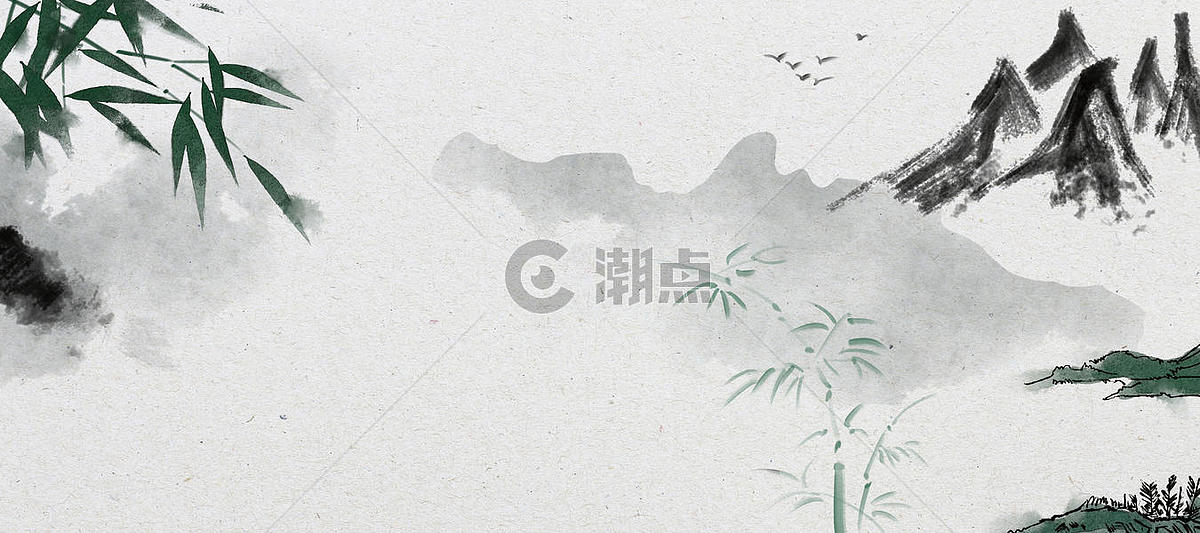 中国风水墨远山竹子背景图片素材免费下载