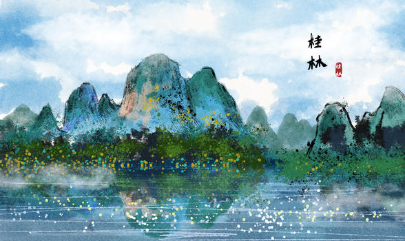 桂林水墨画图片素材免费下载