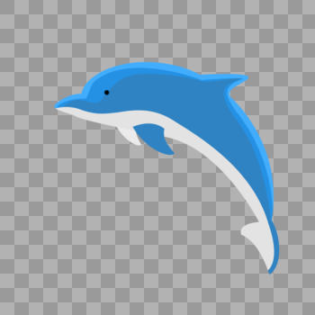简约手绘扁平蓝色可爱海豚动物图片素材免费下载