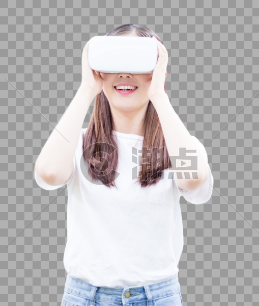 在教室头戴VR眼镜体验虚拟现实图片图片素材免费下载