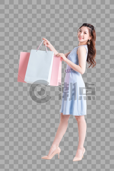 购物狂欢展示购物袋的女性图片素材免费下载