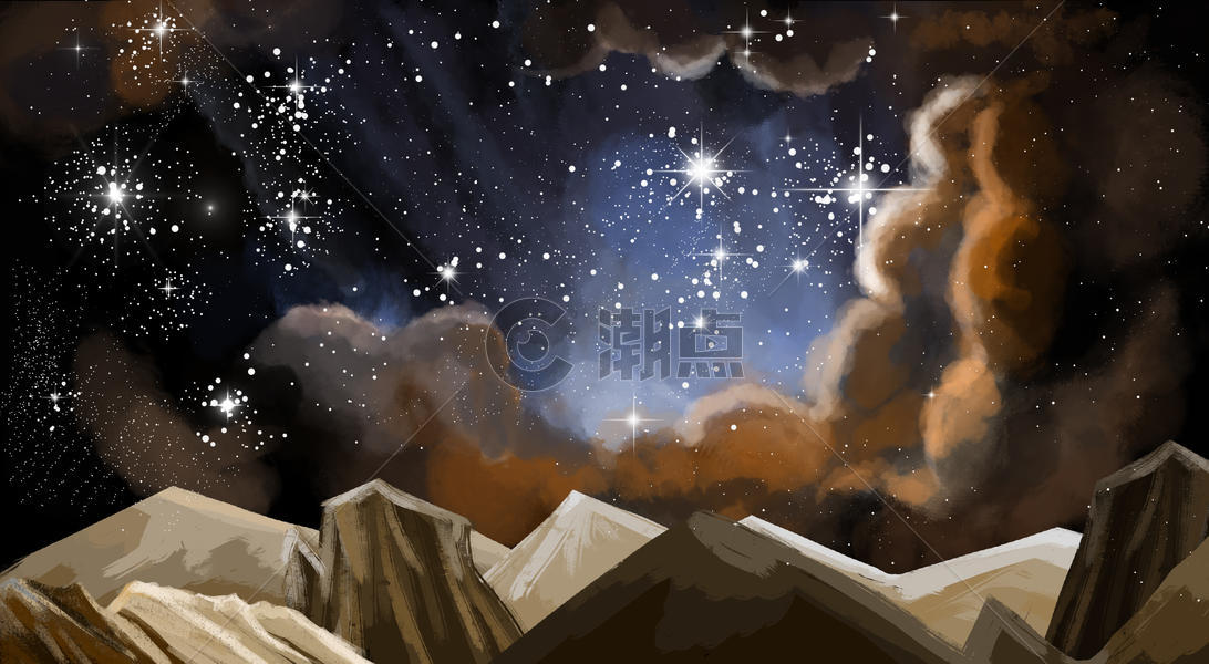 星空主题插画场景图片素材免费下载