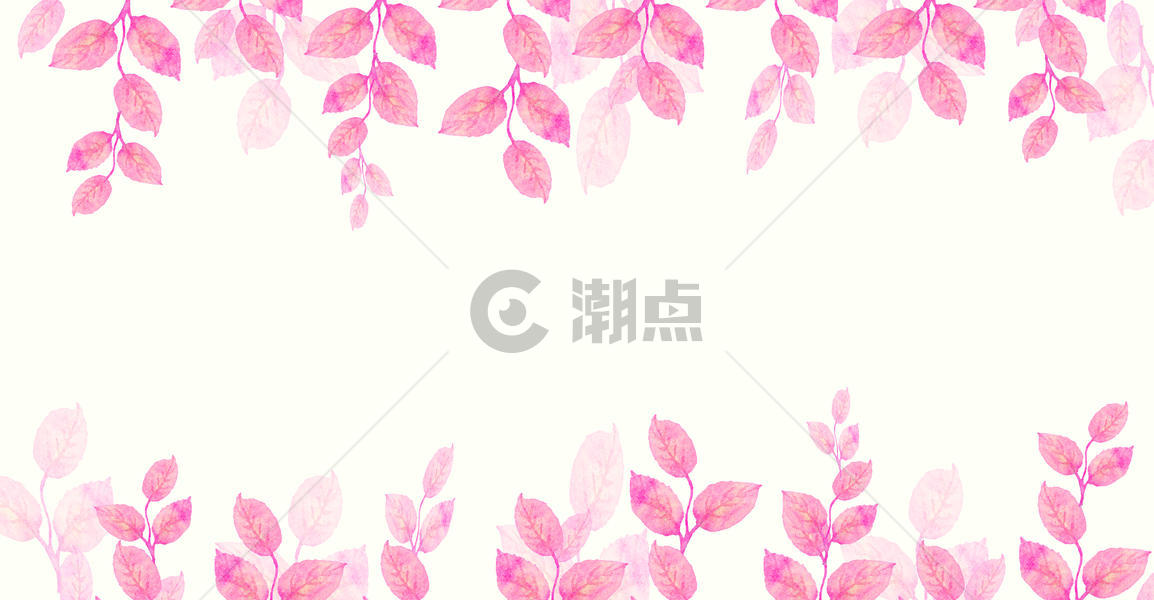 粉红色水彩叶子插画图片素材免费下载