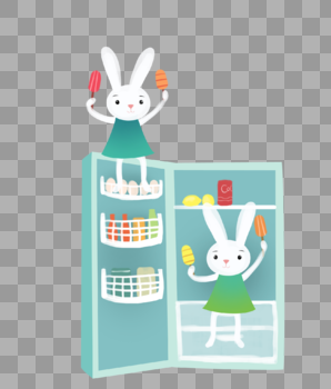 兔子和冰箱图片素材免费下载
