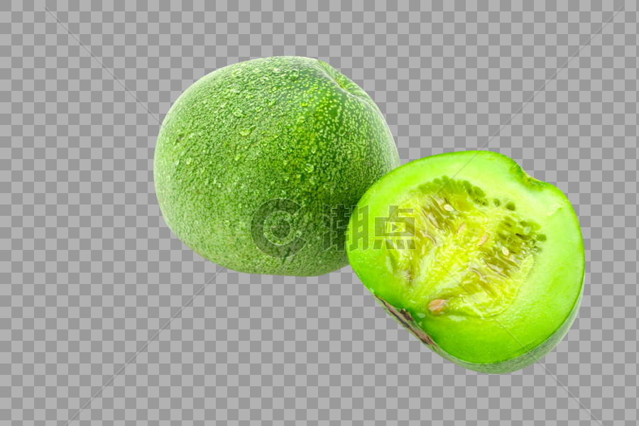 一个圆形香瓜对半切 白底图图片素材免费下载