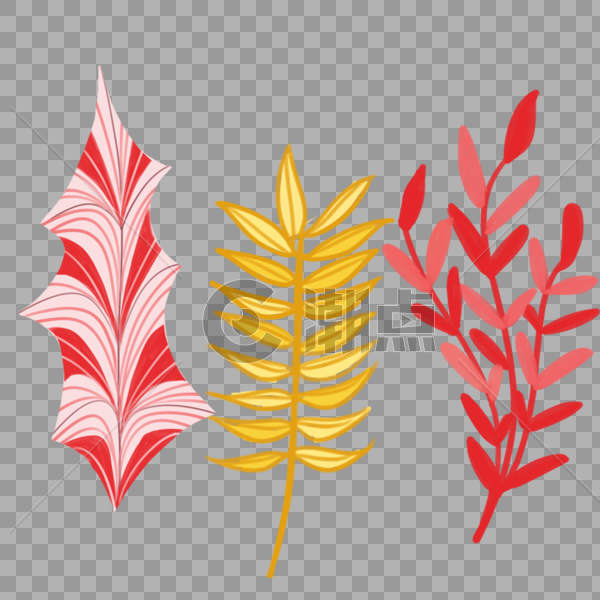红色的树叶装饰图片素材免费下载