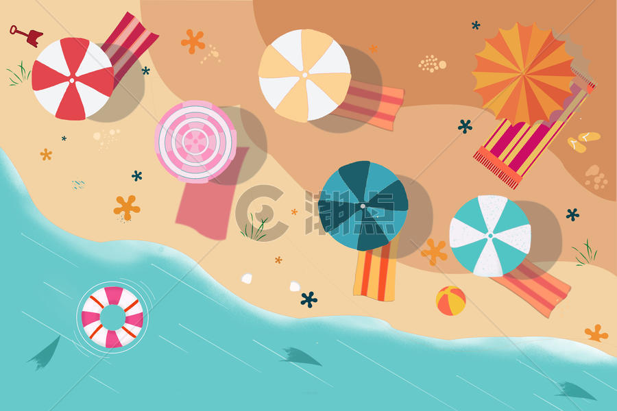 夏日沙滩插画图片素材免费下载