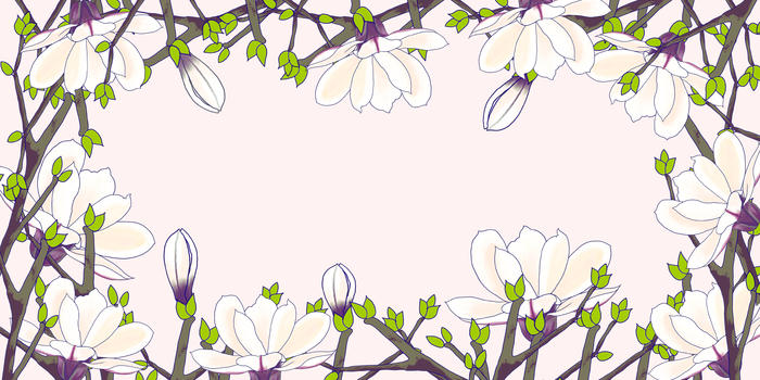 时尚花卉边框背景插画图片素材免费下载